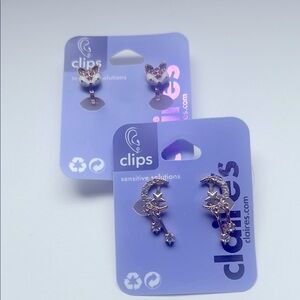Claire's Silver Moon and Star Clip-On Earrings